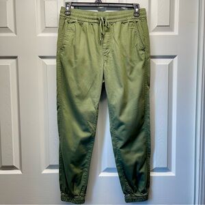 Gap Women’s Elastic Waistband Twill Jogger Pants   Self-tie Olive Size M